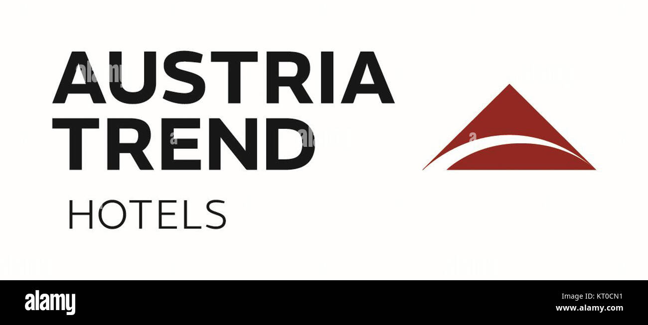 Il logo Austria Trend Hotels rappresenta l'identità dell'brandâ, simboleggiando l'ospitalità e i servizi offerti. Funge da indicatore visivo del marchio nel settore alberghiero. Foto Stock