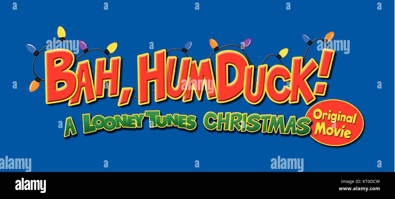 La carta del titolo per 'Bah Humduck! A Looney Tunes Christmas", uno speciale televisivo animato del 2006. Lo speciale è una rivisitazione di "A Christmas Carol" di Charles Dickens con i personaggi dei Looney Tunes in un tocco comico. La title card introduce il tema principale dell'animazione: Un adattamento a tema natalizio della storia classica. Foto Stock