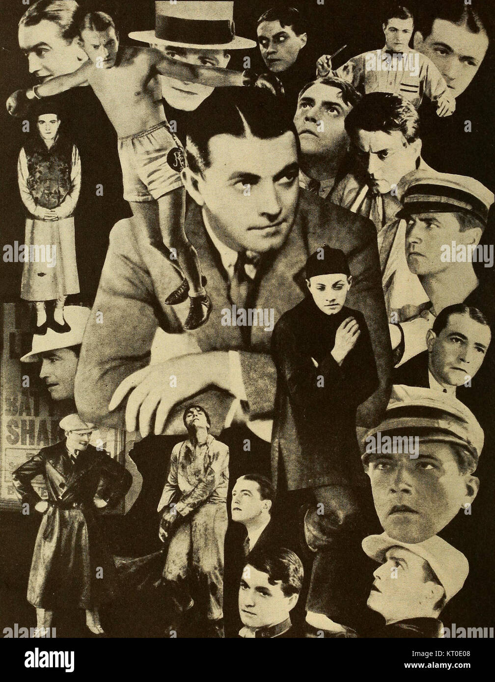 Il collage di Barthelmess è un'opera d'arte che riflette la carriera e i contributi dell'attore muto Richard Barthelmess all'inizio del XX secolo. Foto Stock