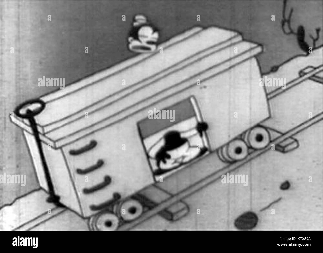 Questo fotogramma d'animazione della serie di cartoni animati "Bosko" presenta il personaggio che perde la testa in un momento comico. Bosko era un popolare personaggio animato nei primi cartoni animati della Warner Bros. Foto Stock