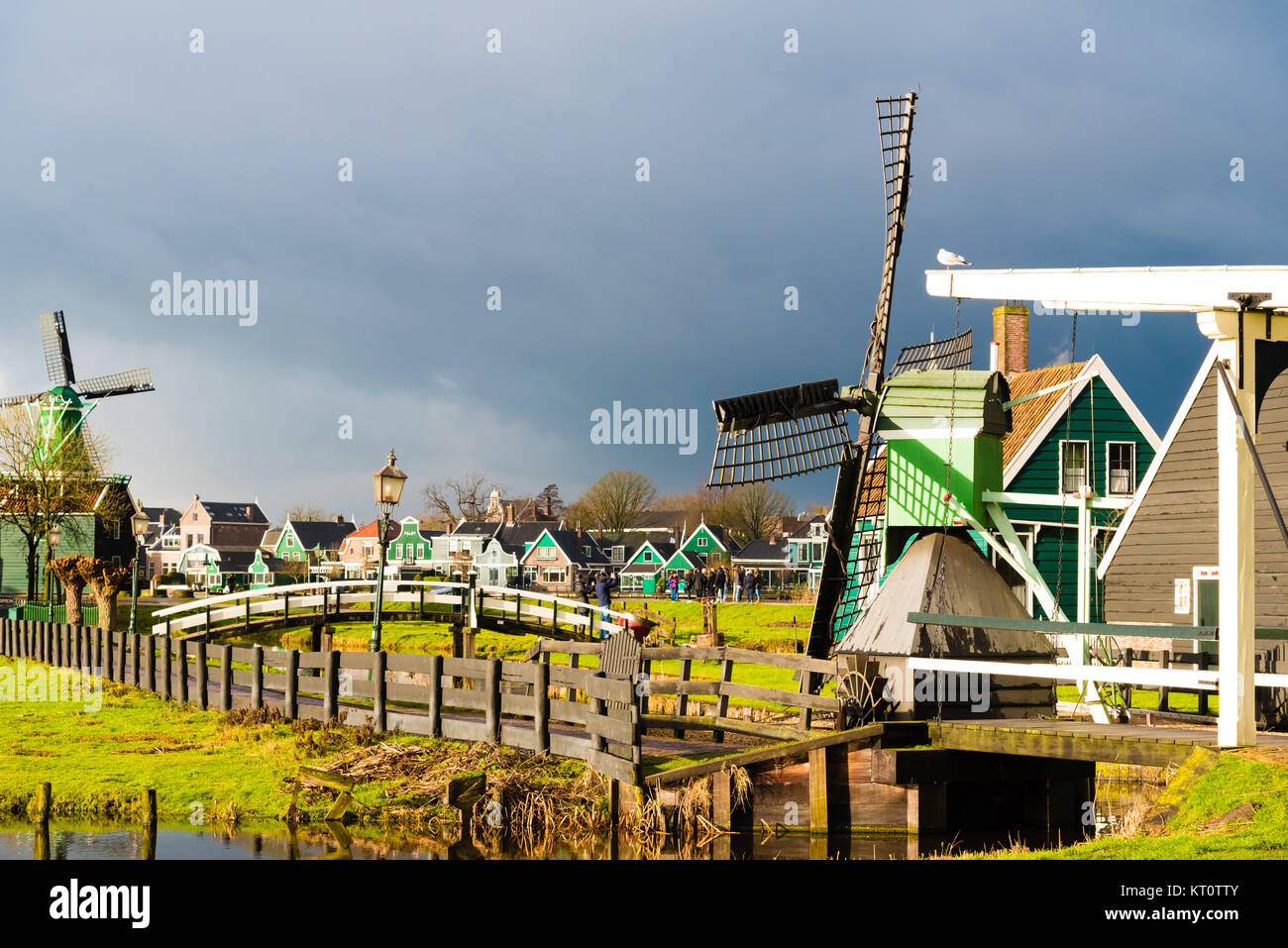 Zone rurali paesaggio olandese di Zaanse Schans village Foto Stock