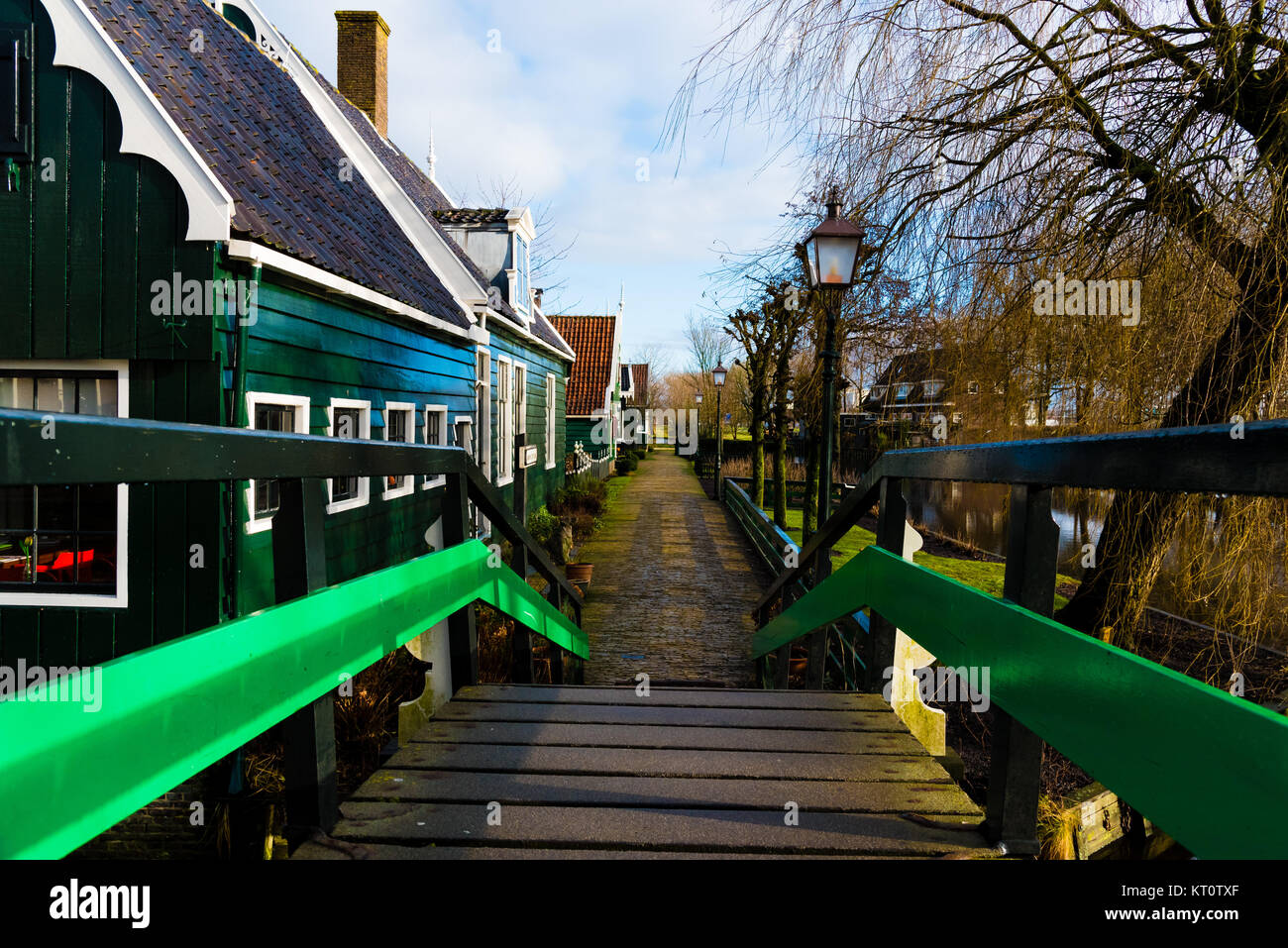 Zone rurali paesaggio olandese di Zaanse Schans village Foto Stock