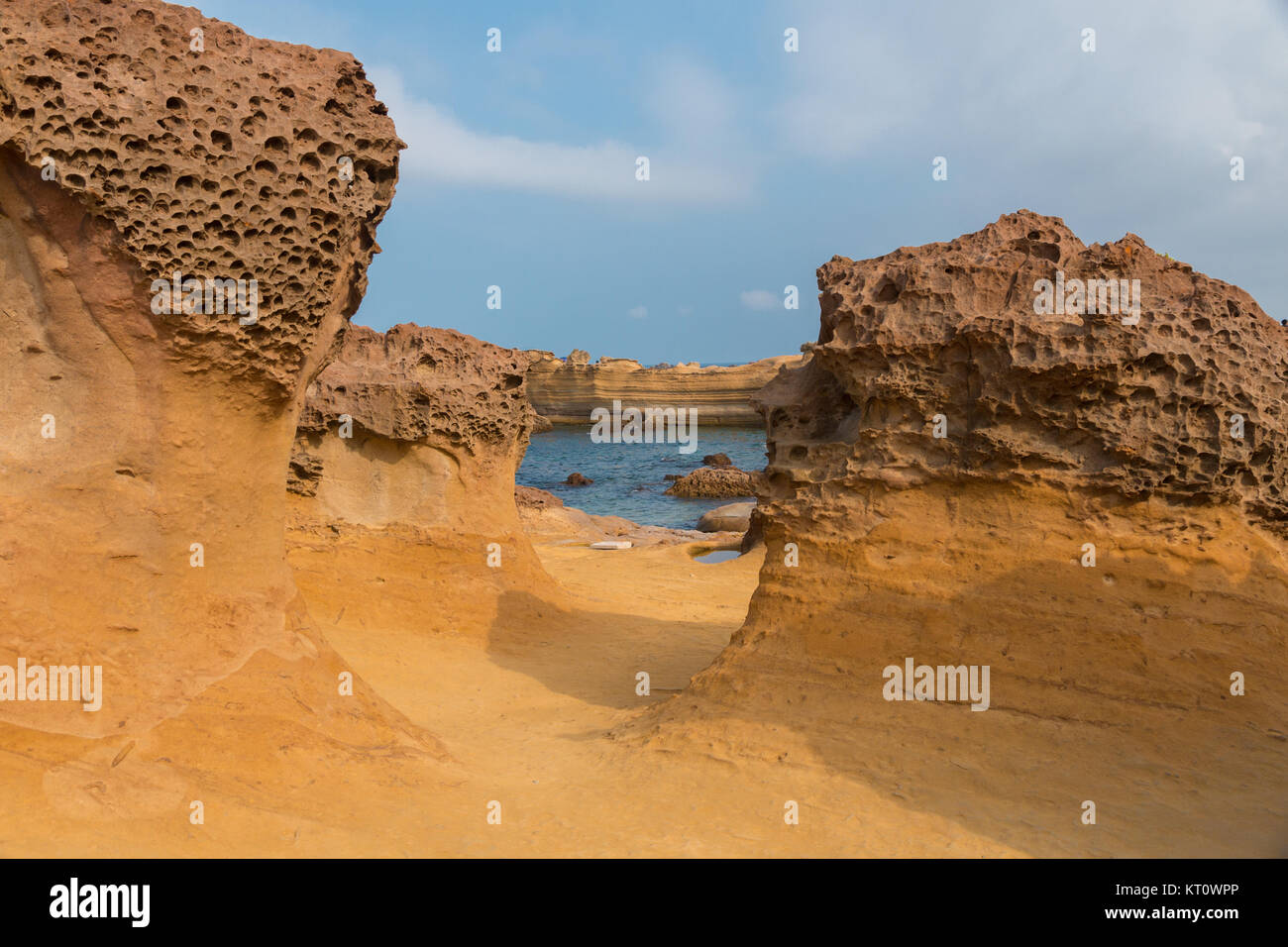 Formazione di roccia a Yehliu Geoparco nel distretto di Wanli, Nuova Taipei, Taiwan. Foto Stock