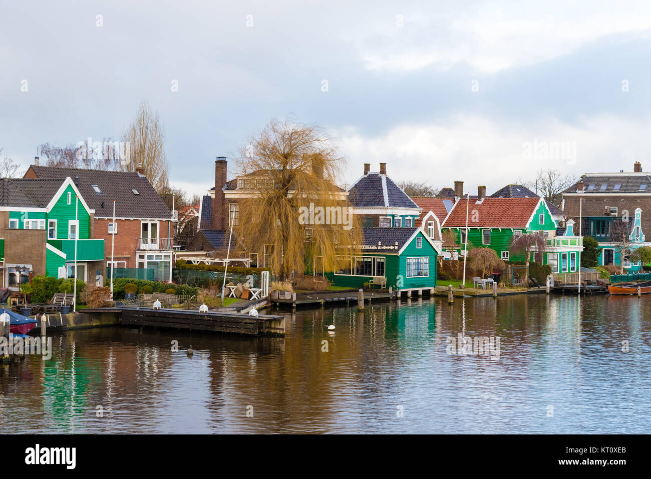 Zone rurali paesaggio olandese di Zaanse Schans village Foto Stock