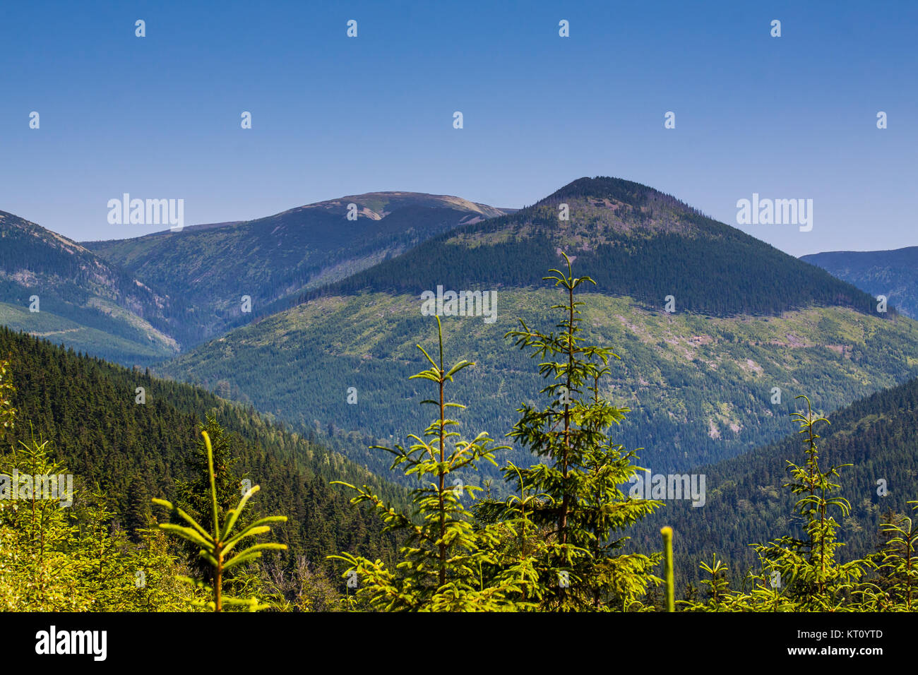 Paesaggio di montagna della Giant Mountains National Park in Repubblica Ceca Foto Stock