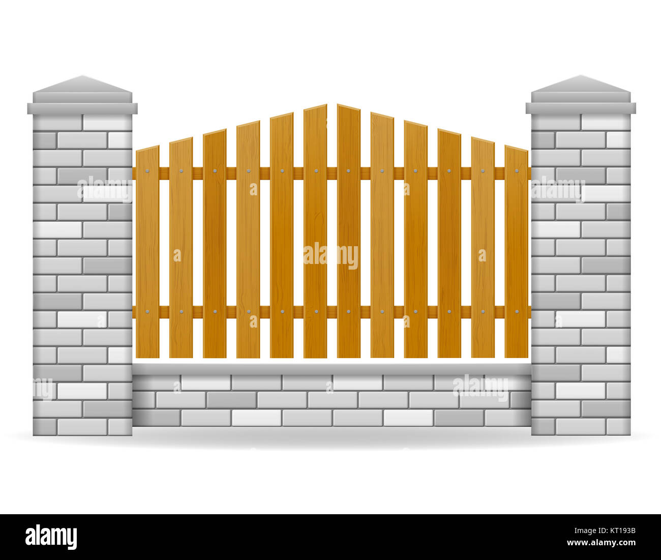 Recinzione in mattoni illustrazione vettoriale isolati su sfondo bianco Foto Stock