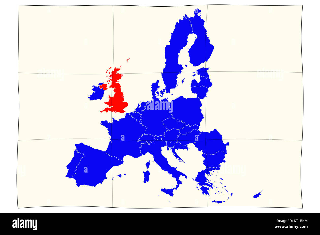 Mappa di Europa per la proposta di referendum sul regno unito l'adesione all'Unione europea Foto Stock
