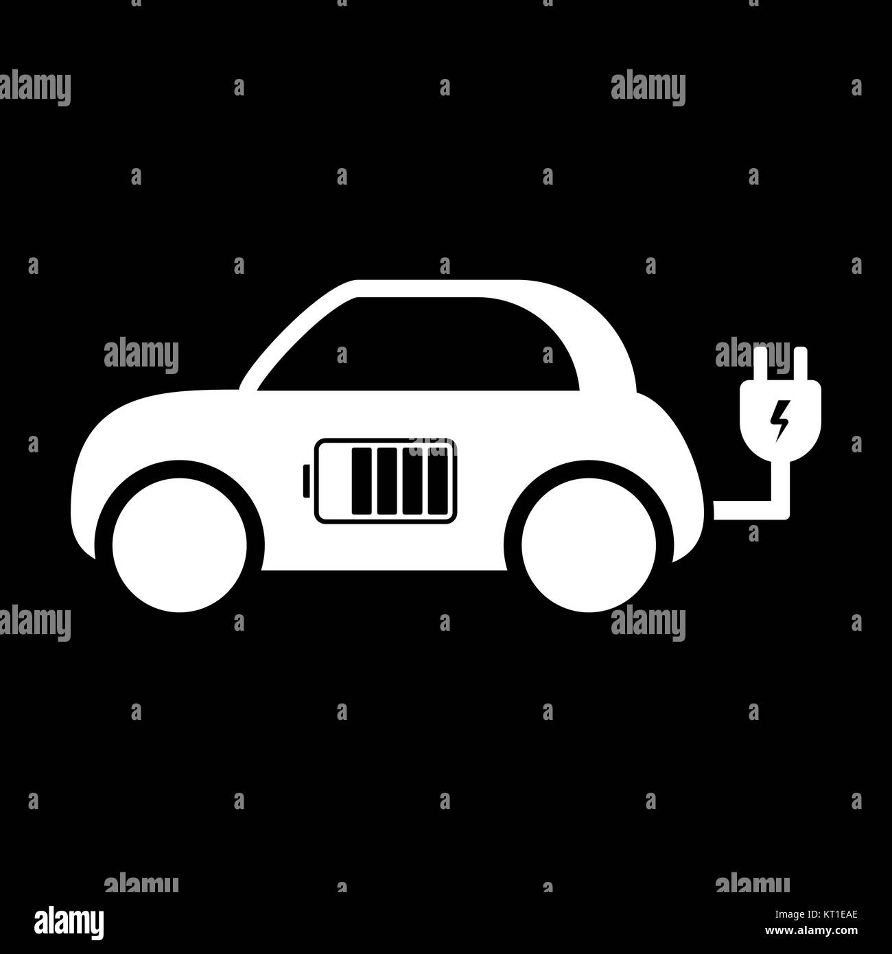 Auto elettrica icona. illustrazione vettoriale. E-car segno. Illustrazione Vettoriale