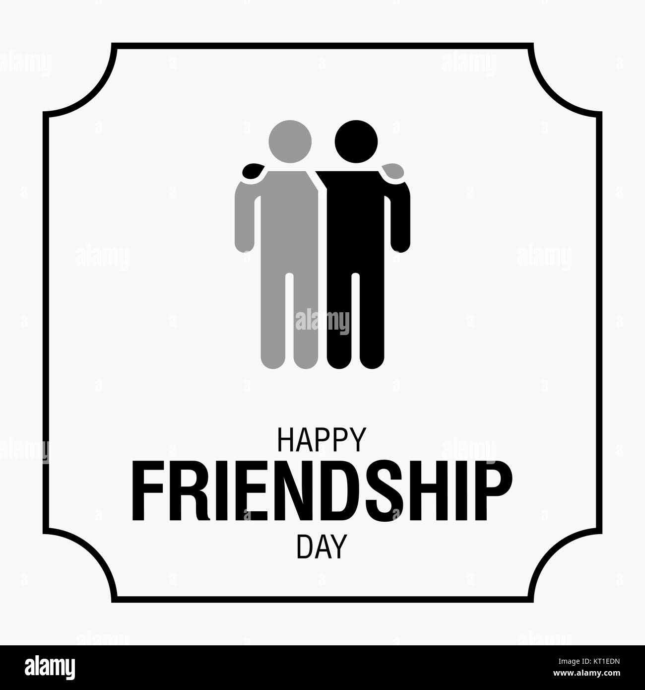 Felice amicizia giorno testo per amici greeting card semplice design. Illustrazione Vettoriale