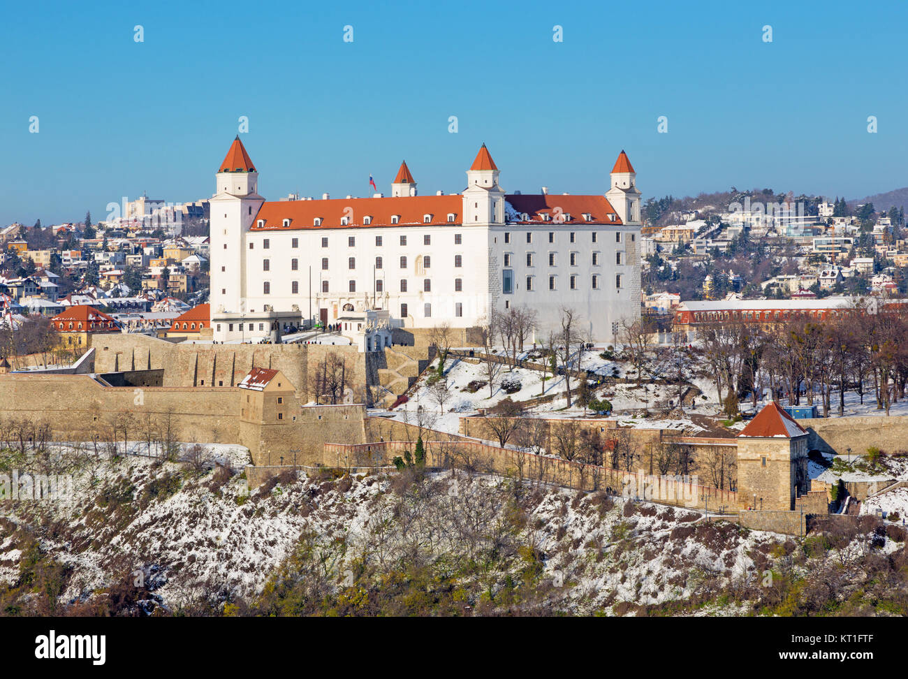 Bratislava - Il castello in inverno la luce. Foto Stock
