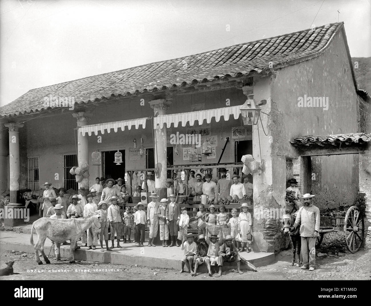 Questa immagine mostra un tradizionale negozio di campagna in Venezuela, che riflette l'architettura locale e le pratiche culturali del commercio rurale venezuelano. Foto Stock