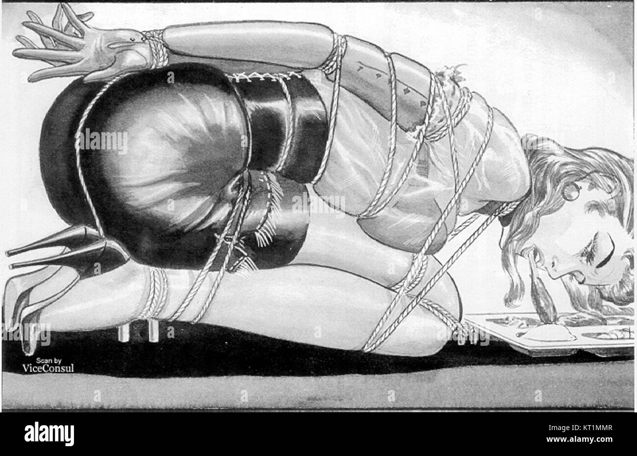 Cruel Mrs. Tyrant's Bondage School è un concetto immaginario o storico, possibilmente legato alla letteratura o a un resoconto storico specifico, che coinvolge temi di controllo autoritario e punizione. Foto Stock