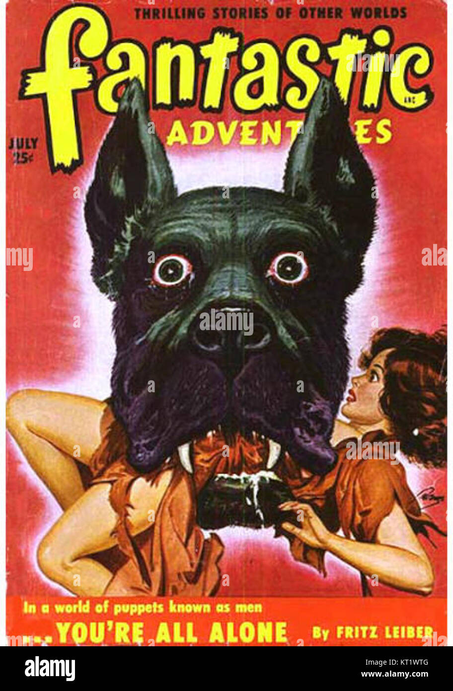 "Fantastic Adventures" è stata una rivista pulp di fantascienza pubblicata negli anni '1950, con storie di esplorazione spaziale, incontri alieni e tecnologia futuristica. Il numero 007, pubblicato nel 1950, ha continuato la tradizione della narrazione fantasiosa. Foto Stock