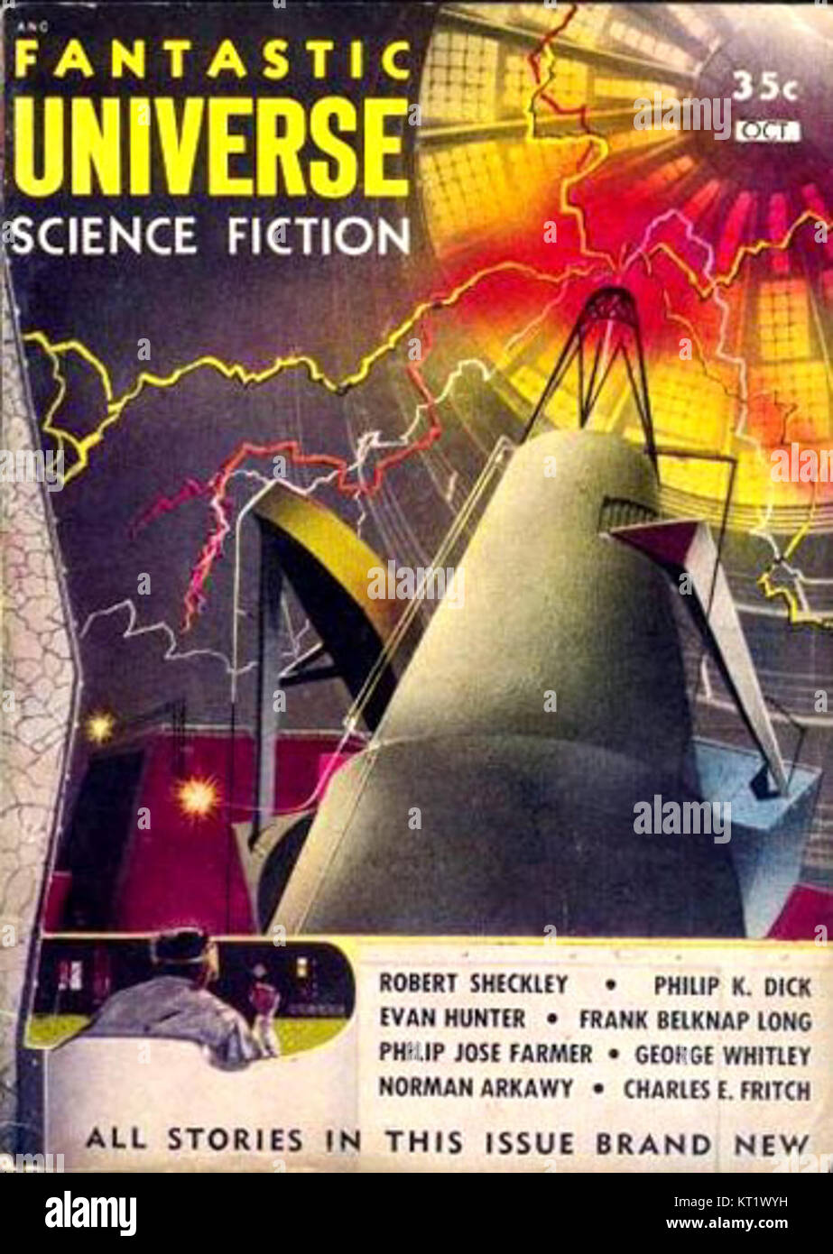 "Fantastic Universe" è una rivista di fantascienza che ha pubblicato il numero 10 del 1954, con varie storie di narrativa speculativa. Foto Stock