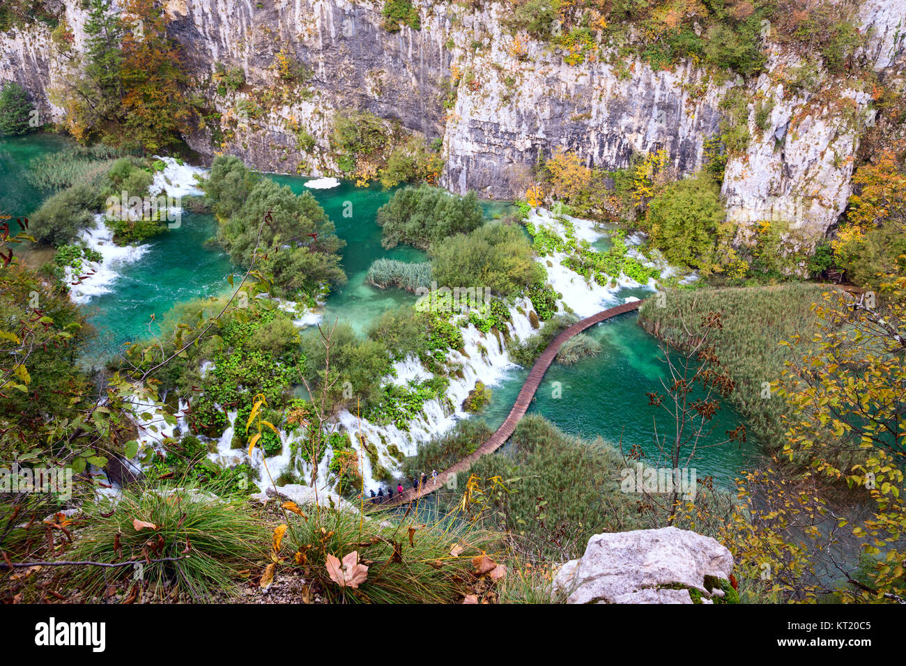 Vista aerea nel Parco Nazionale di Plitvice Foto Stock