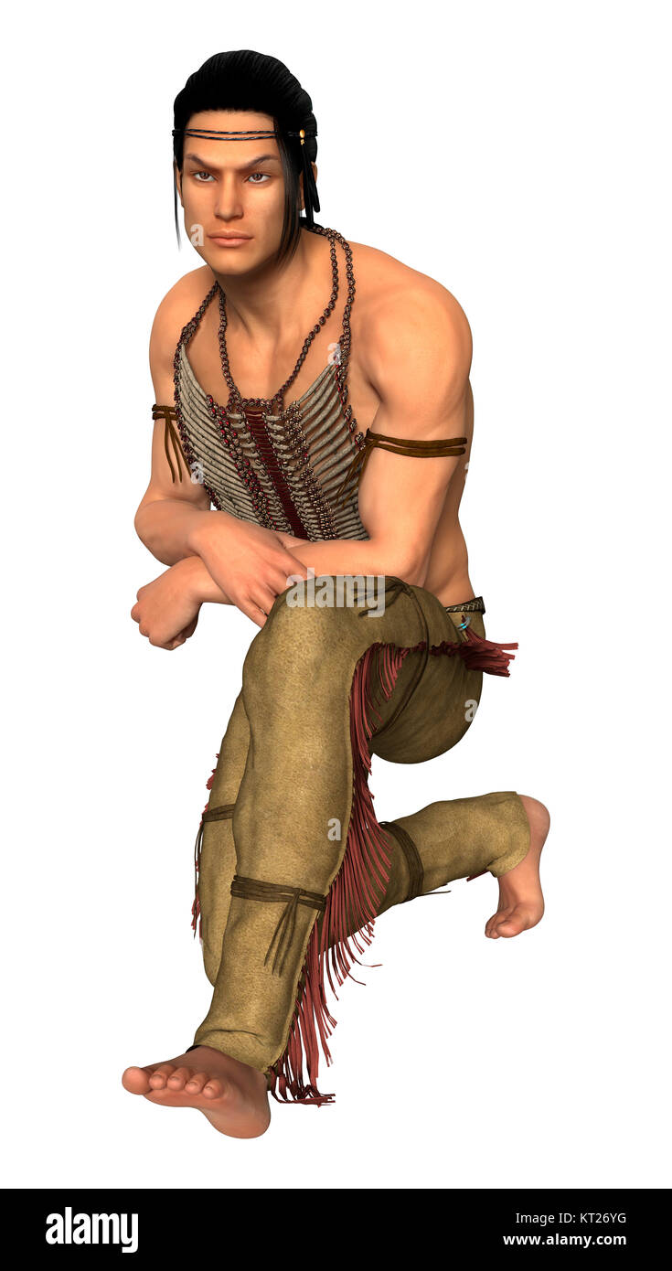 3D Rendering nativo americana uomo su bianco Foto Stock 3D Rendering nativo americana uomo su bianco Foto Stock