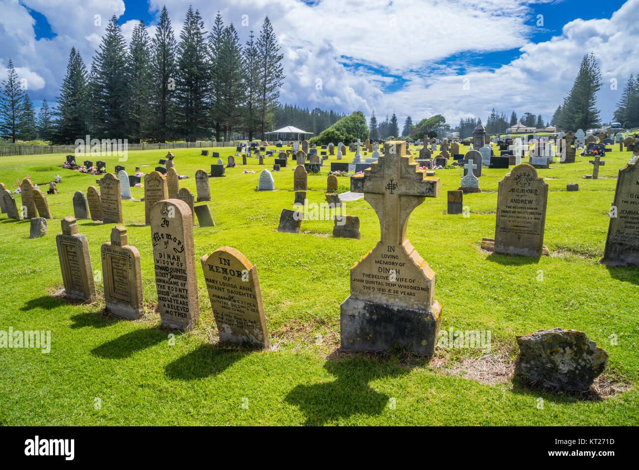 Isola Norfolk, australiano territorio esterno, Kingston, la storica Isola Norfolk cimitero comprende tombe dei carcerati, soldati e Pitcairn Islan Foto Stock
