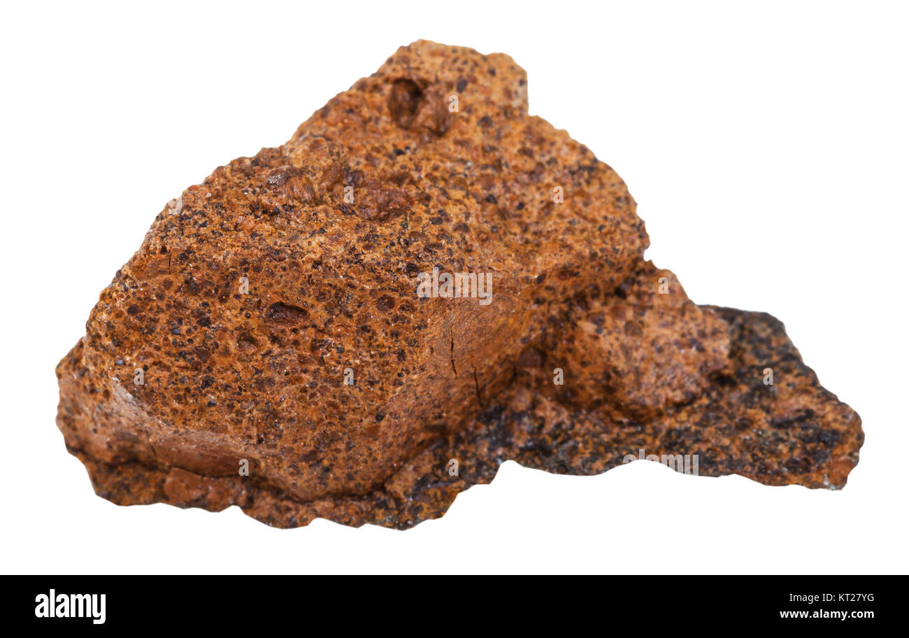 Pezzo di limonite ( marrone di minerale di ferro) isolato Foto Stock