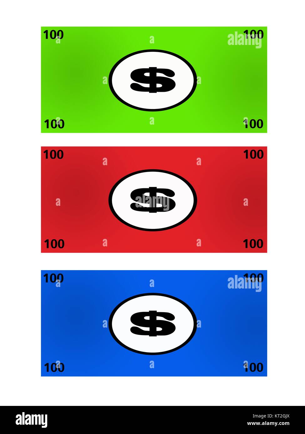 Una illustrazione del poker denaro su sfondo bianco Foto Stock