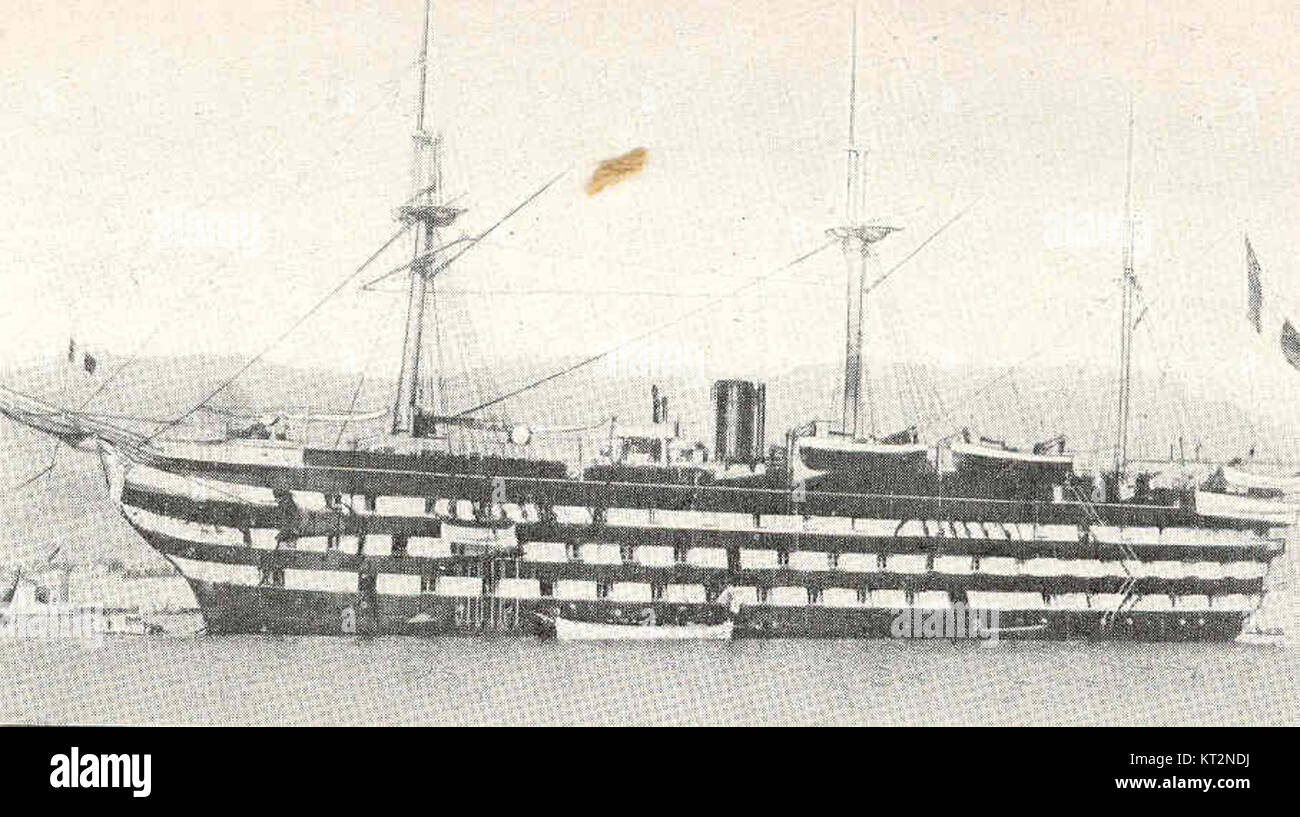 La "Vaisseau a trois Ponts l'Algesiras" era una nave a tre ponti che fu trasformata in una nave da addestramento. La nave giocò un ruolo importante nell'addestramento e nell'educazione navale. Foto Stock