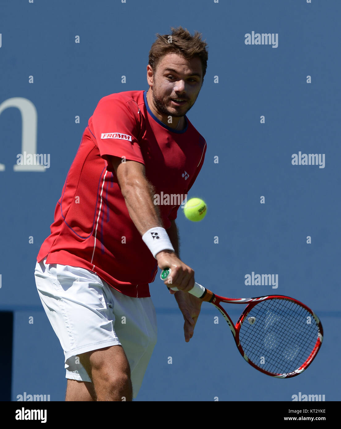 Lavaggio, NY - 05 settembre: Stanislas Wawrinka giorno undici del 2013 US Open a USTA Billie Jean King National Tennis Center Settembre 5, 2013 nel quartiere di lavaggio del Queens borough di New York City. Persone: Stanislas Wawrinka Foto Stock