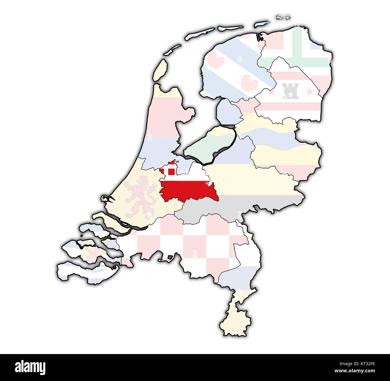Utrecht sulla mappa delle province dei Paesi Bassi Foto Stock