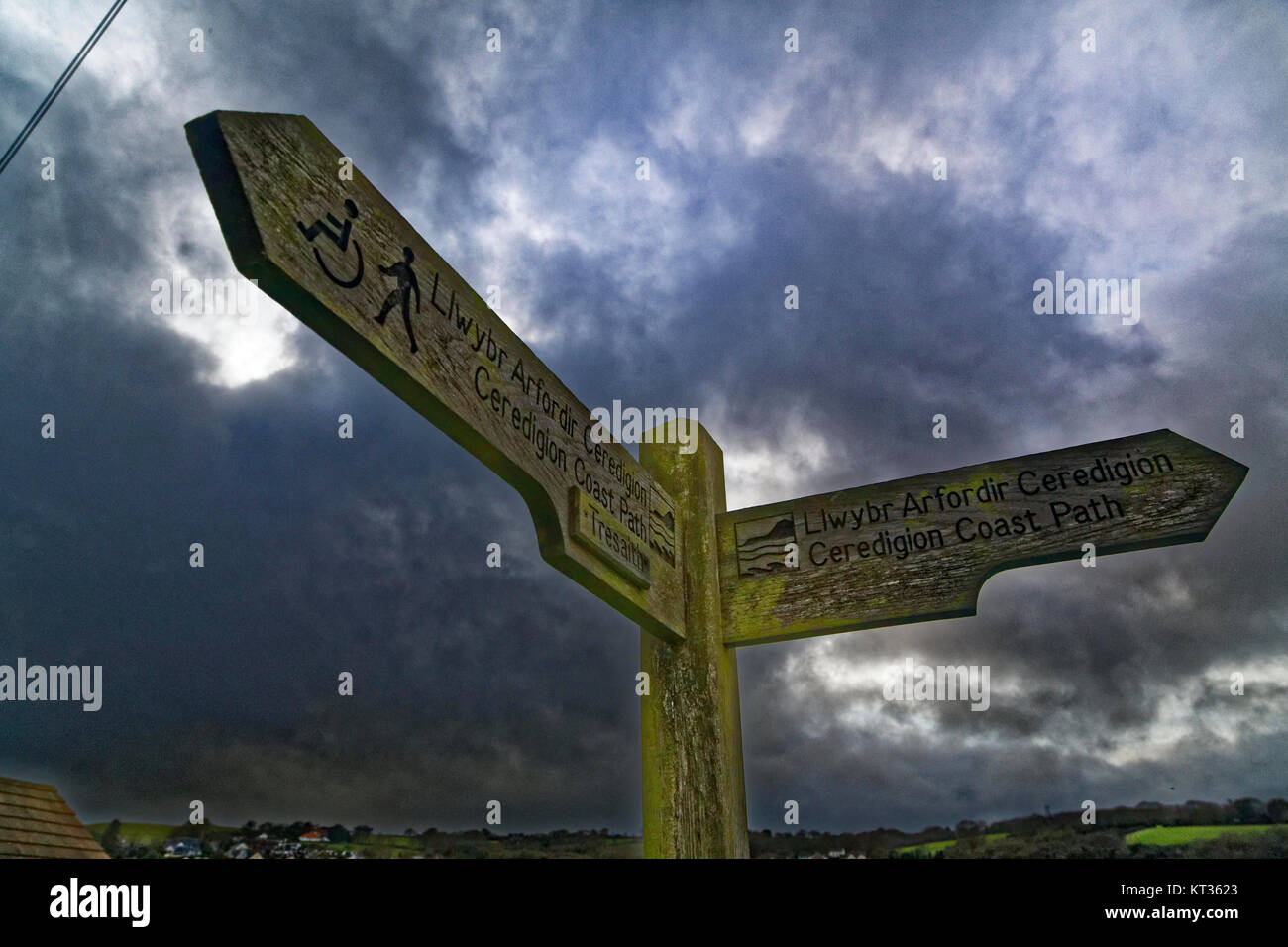 Il Ceredigion sentiero costiero accedi Aberporth Foto Stock
