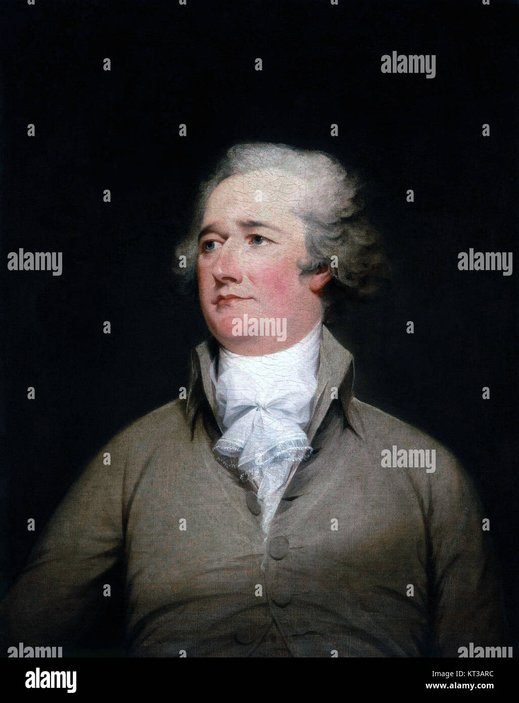 ALEXANDER HAMILTON (1755 o 1757-1804) American statista e Padre Fondatore. La sezione di 1792 Dipinto di John Trumbull Foto Stock