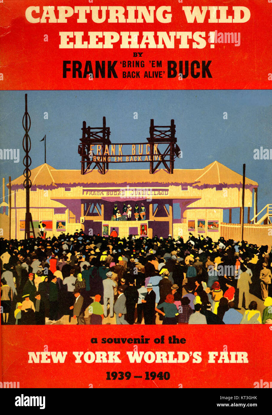 Frank Buck's Jungleland era un parco di animali esotici e un'attrazione a tema safari. Il libretto di souvenir cattura la sua storia e le sue attrazioni, mostrando la fauna selvatica e l'intrattenimento dei suoi anni di punta. Foto Stock