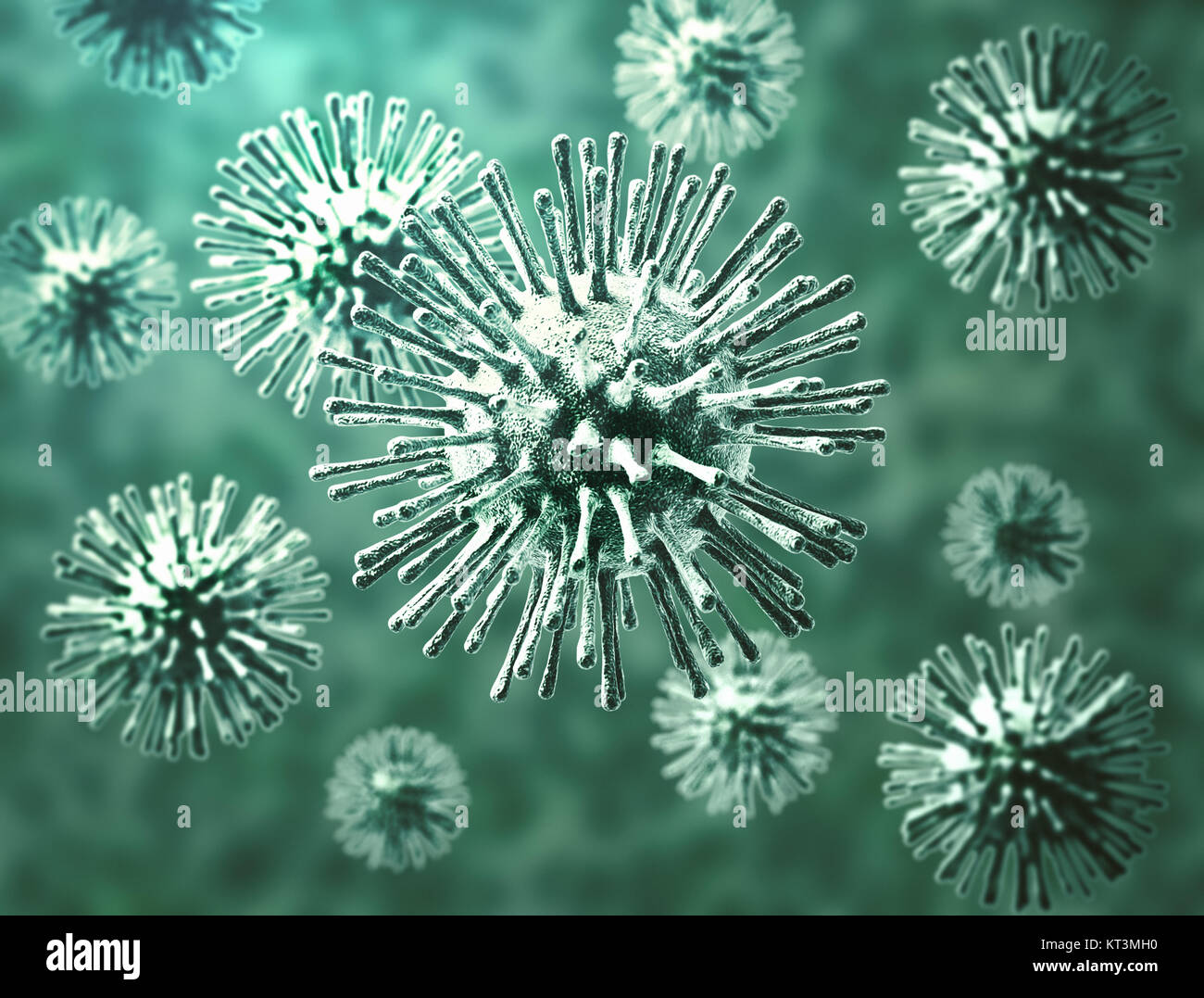 Cellule di virus sullo sfondo della scienza Foto Stock