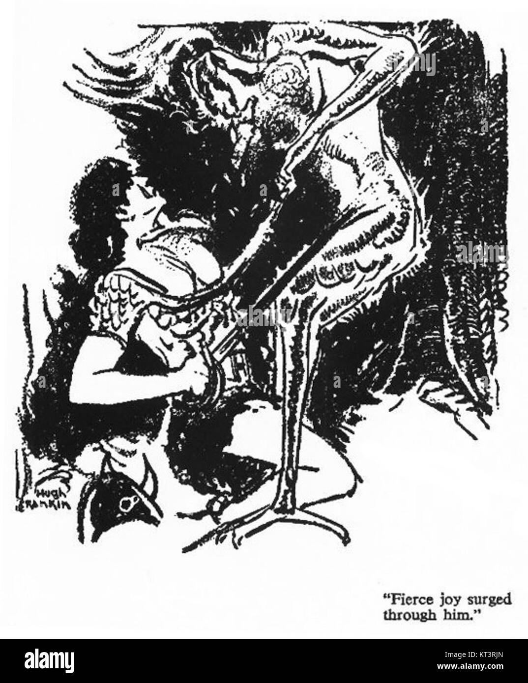 Hugh Rankinâ€™S Beyond the Black River II è una notevole opera d'arte che esplora temi della storia americana e della vita di frontiera. La pittura di Rankinâ è rinomata per la sua rappresentazione dettagliata della frontiera americana, che cattura l'atmosfera del tempo attraverso paesaggi intricati e immagini vivide. L'opera rappresenta le sfide e lo spirito di esplorazione durante la prima espansione americana. Foto Stock