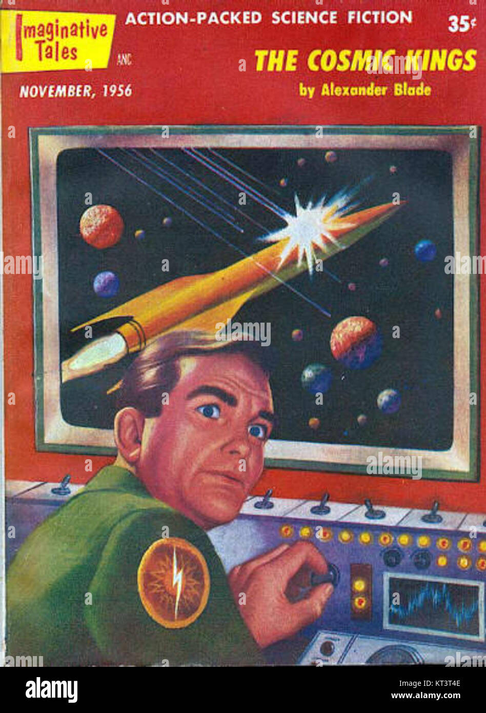 Imaginative Tales 1956 è un'antologia vintage di fantascienza e fantasy, che offre ai lettori una raccolta di racconti pieni di fantasia narrativa, esplorando mondi futuristici e concetti speculativi dell'epoca. Foto Stock