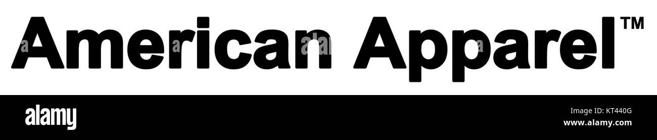 Il logo American Apparel, che rappresenta l'estetica minimalista del marchio e l'impegno verso l'abbigliamento di alta qualità, prodotto eticamente, noto per il suo design semplice ma audace. Foto Stock