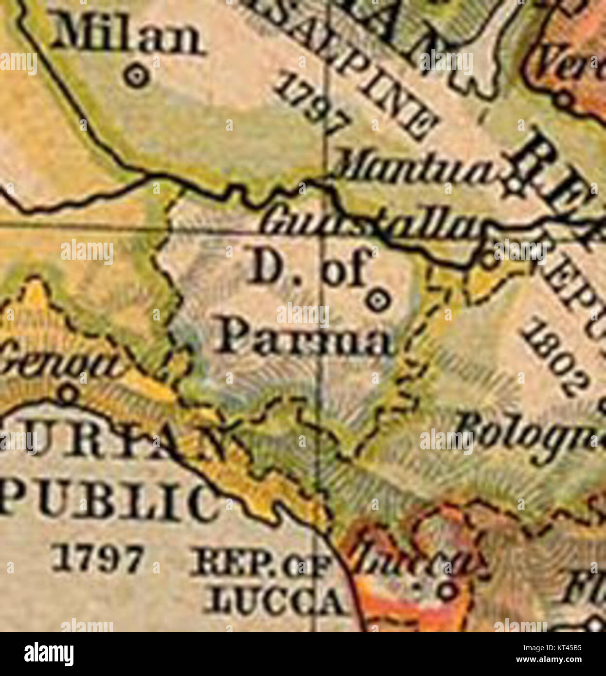 Mappa Ducato di Parma Foto Stock