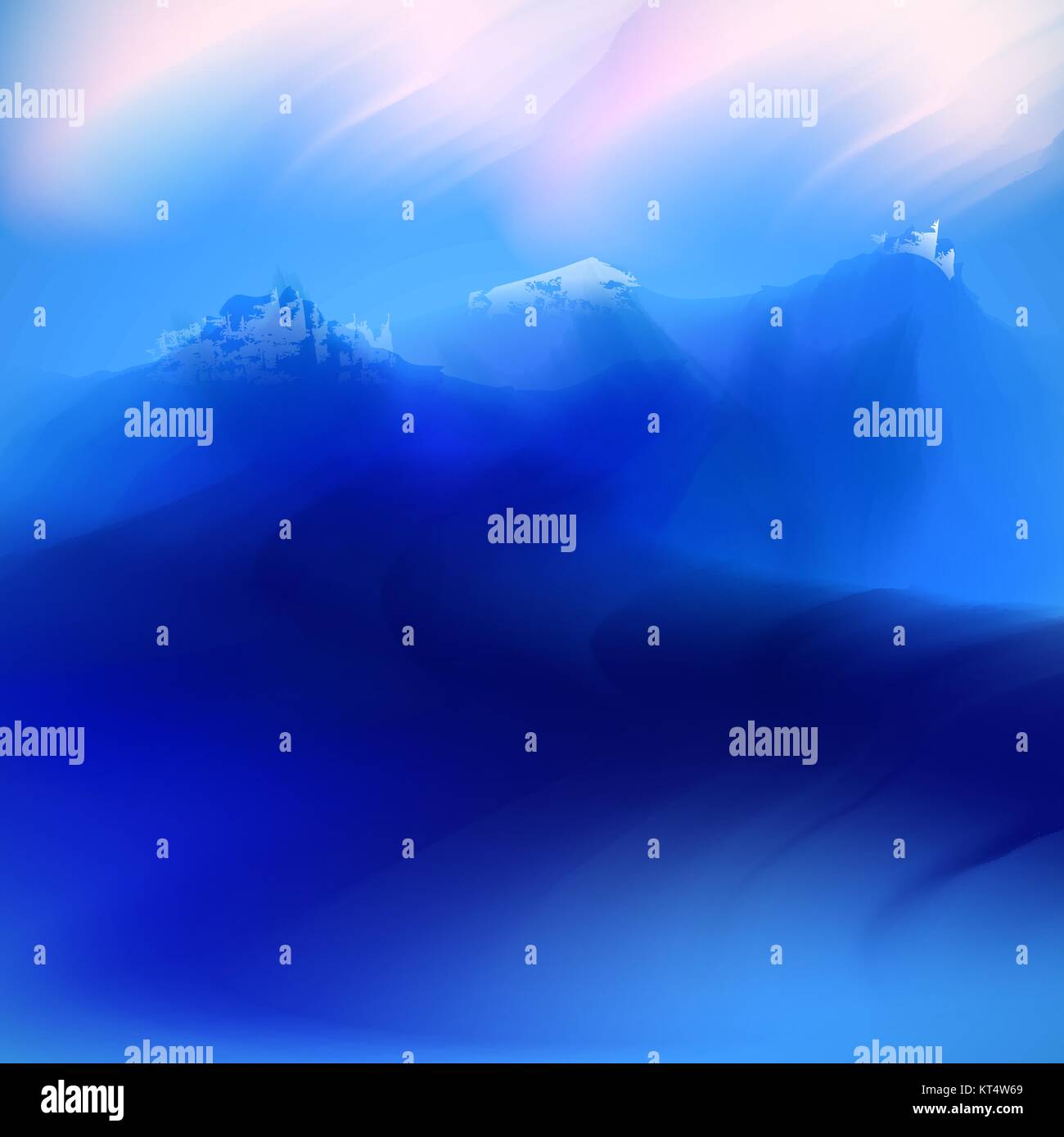 La primavera e l'estate acquerello mountaine sfondo con shining scintille e bokeh di fondo. Illustrazione Vettoriale, design grafico modificabile per il design. Illustrazione Vettoriale