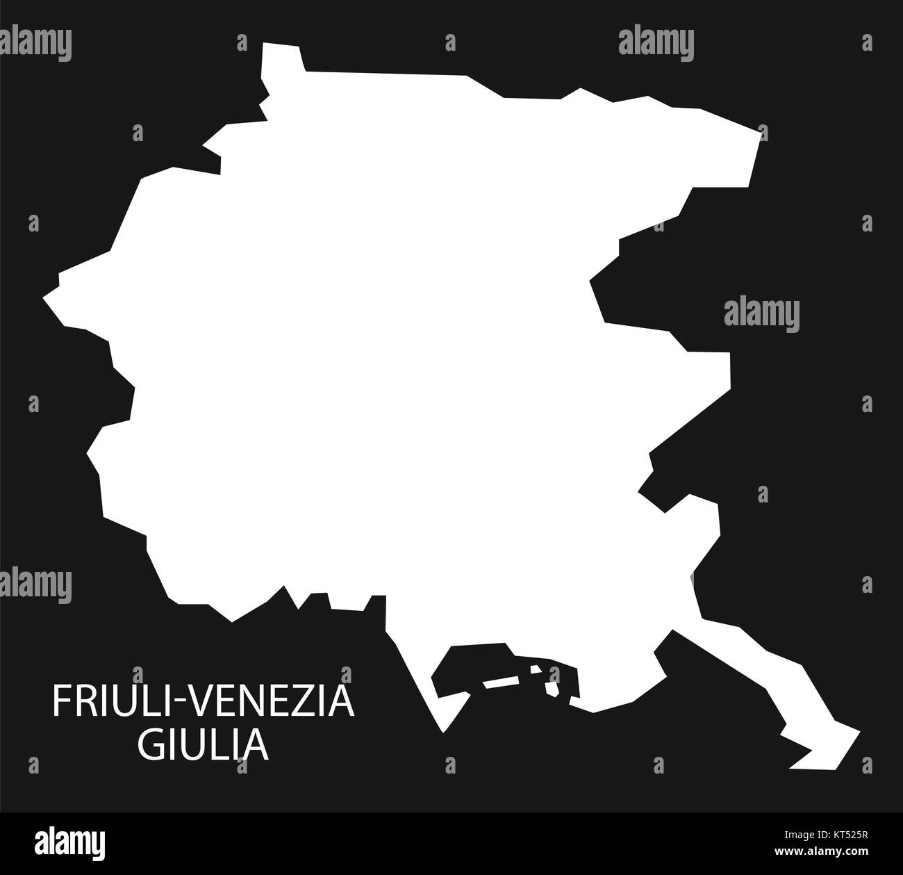 Friuli Venezia Giulia Italia Mappa nero silhouette invertito Foto stock ...