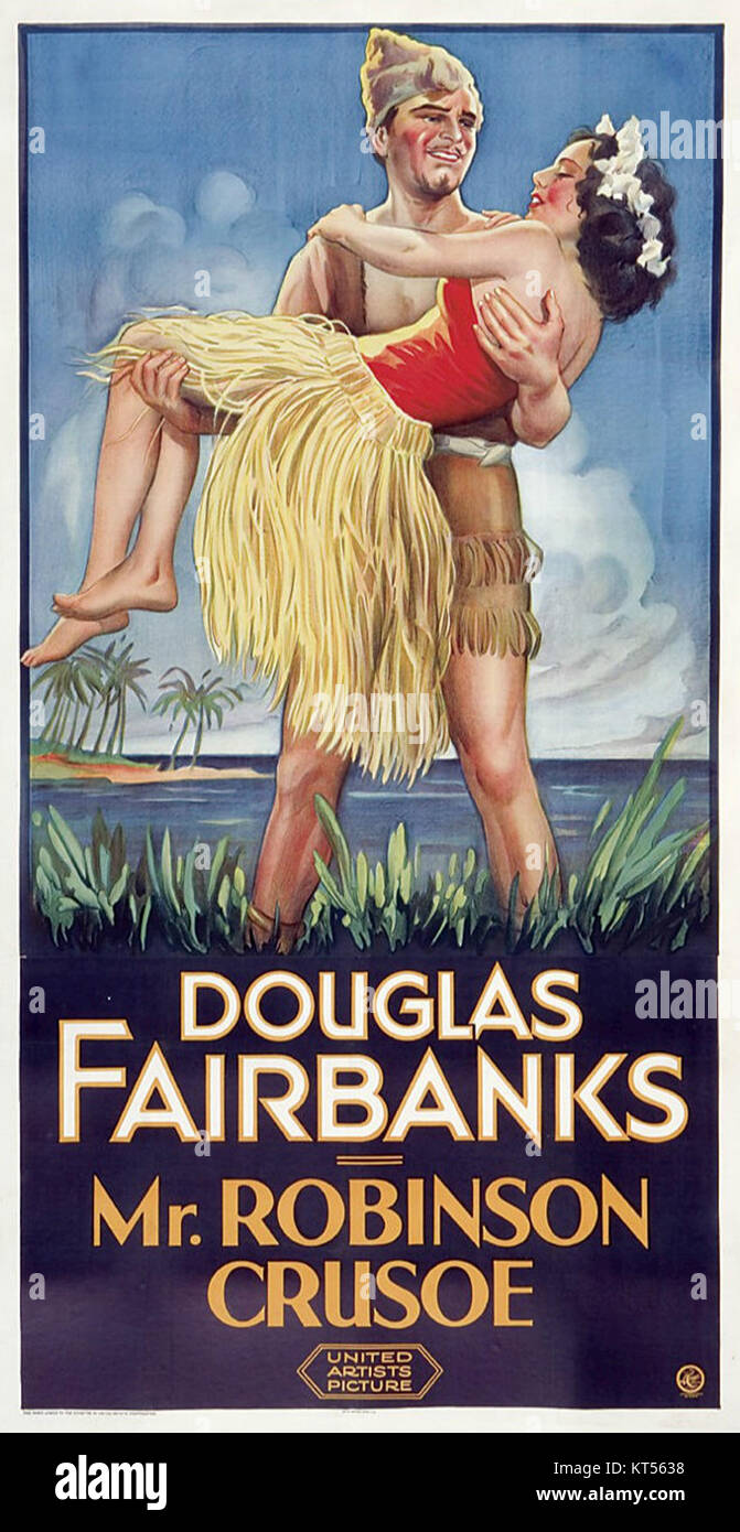 Il film del 1932 Mr. Robinson Crusoe è interpretato da Douglas Fairbanks ed è basato sul famoso romanzo di Daniel Defoe. Il film segue le avventure di Robinson Crusoe, bloccato su un'isola deserta, mentre sopravvive e costruisce una nuova vita. Questo primo film sonoro è un notevole adattamento del romanzo classico. Foto Stock