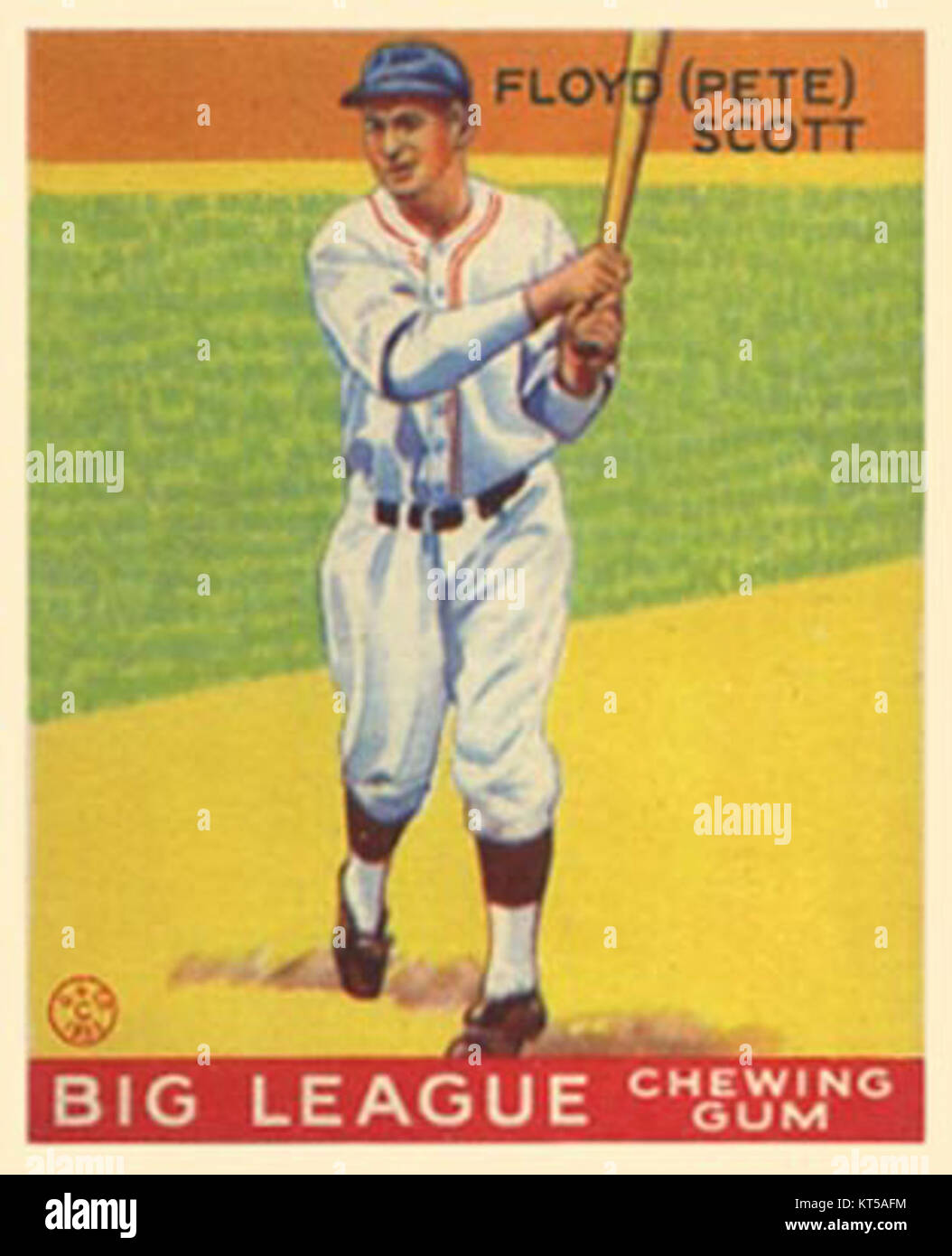 Questa carta Pete Scott Goudey fa parte dell'iconica serie di carte Goudey Baseball del 1933, una collezione che è diventata un segno distintivo dei cimeli del baseball americano dei primi anni del XX secolo. Mostra Pete Scott, un giocatore di quell'epoca, e rimane un oggetto ricercato per i collezionisti. Foto Stock