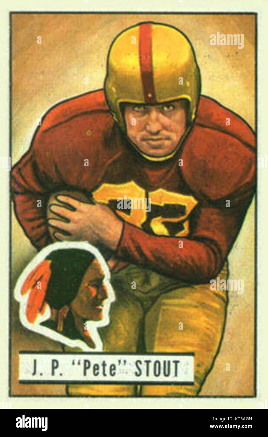 Pete Stout, presente nella serie di carte da baseball Bowman del 1951, rappresenta un momento iconico nella storia dello sport americano. La carta fa parte di un set che mostra giocatori notevoli della metà del XX secolo. Foto Stock