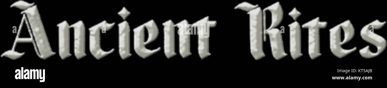 Il logo di Ancient Rites, una band death metal belga nota per i loro disegni scuri e intricati, che riflettono lo stile musicale e gli elementi tematici della band. Foto Stock Il logo di Ancient Rites, una band death metal belga nota per i loro disegni scuri e intricati, che riflettono lo stile musicale e gli elementi tematici della band. Foto Stock