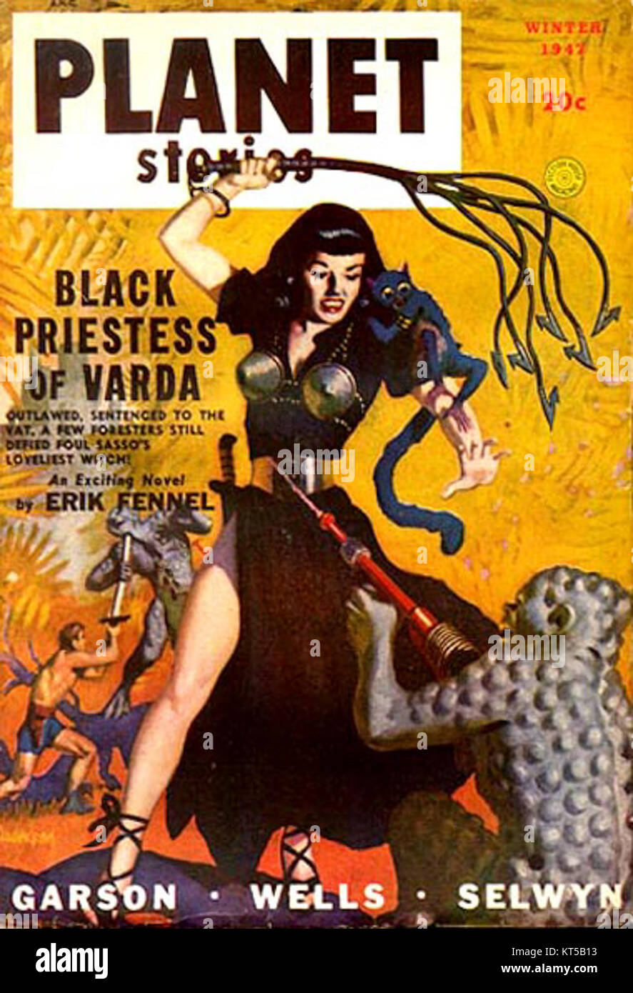 Planet Stories, una rivista di fantascienza del 1947, era nota per la pubblicazione di storie avventurose e speculative sull'esplorazione spaziale, gli incontri alieni e le tecnologie futuristiche. Divenne una pubblicazione chiave nella cultura fantascientifica della metà del XX secolo. Foto Stock