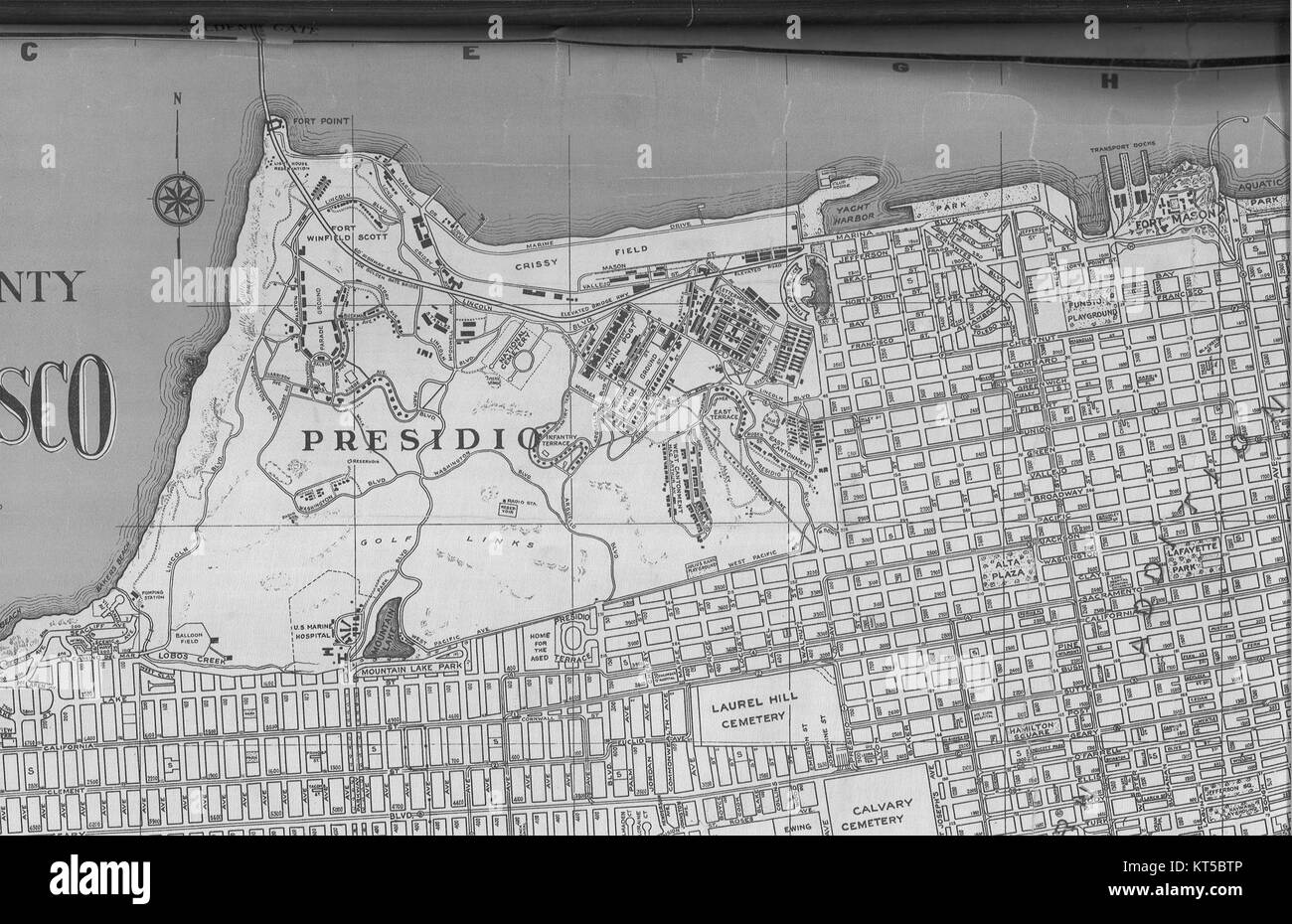 Il Presidio di San Francisco, nel 1938, è uno storico avamposto militare e parco nazionale. Ha servito vari scopi nel corso della sua storia, e nel 1938, era una base attiva dell'esercito degli Stati Uniti prima di passare ad un parco pubblico. Foto Stock
