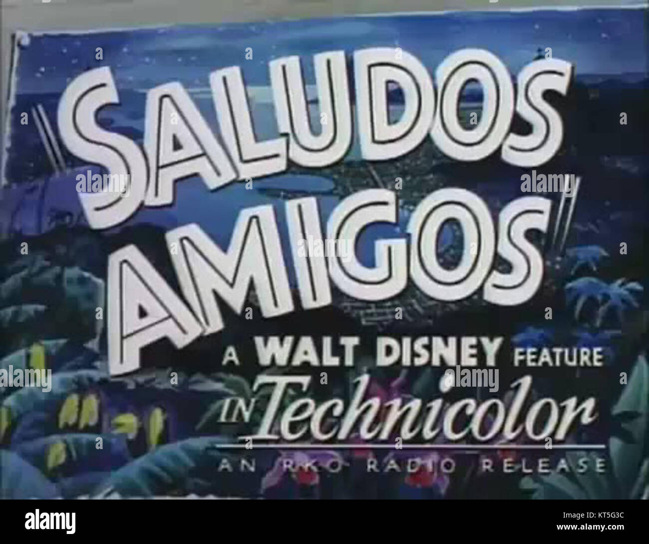 Saludos Amigos è un film d'animazione del 1942 della Disney, che mostra i paesi e le culture sudamericane attraverso una serie di vignette con Paperino, Pippo e altri personaggi. Foto Stock