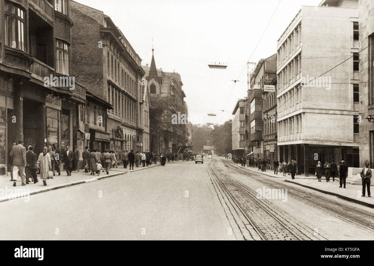 Sarajevo Ulica-Marsala Tram-Tita anni cinquanta (2) Foto Stock