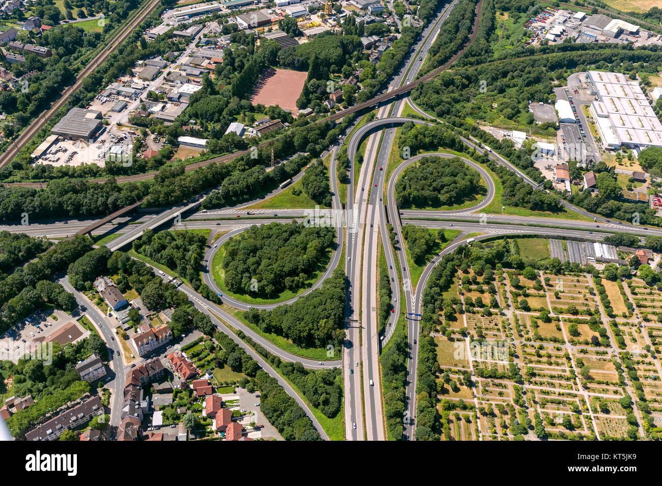 Autobahnkreuz Herne A42 und A43, Luftbild von Herne, Luftbild, Herne, Ruhrgebiet, Nordrhein-Westfalen, Deutschland, Europa, Luftbild, Herne, Ruhrgebi Foto Stock