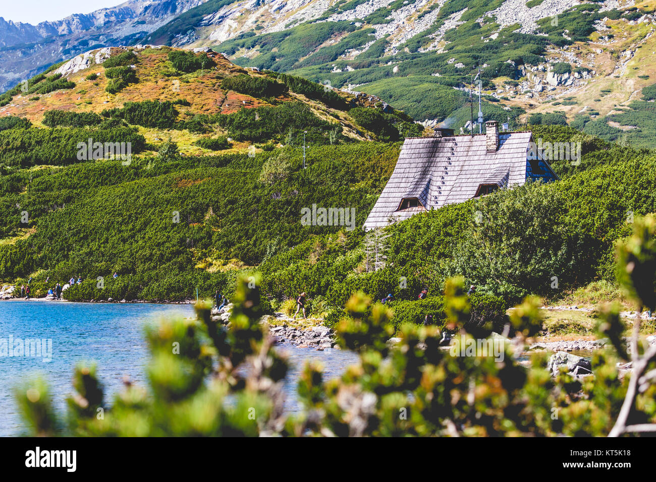 Lago di montagna in 5 laghi della valle di Tatra, Polonia. Foto Stock
