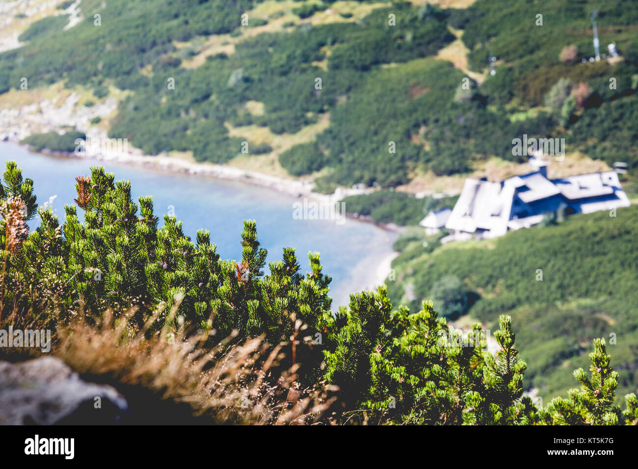 Lago di montagna in 5 laghi della valle di Tatra, Polonia. Foto Stock