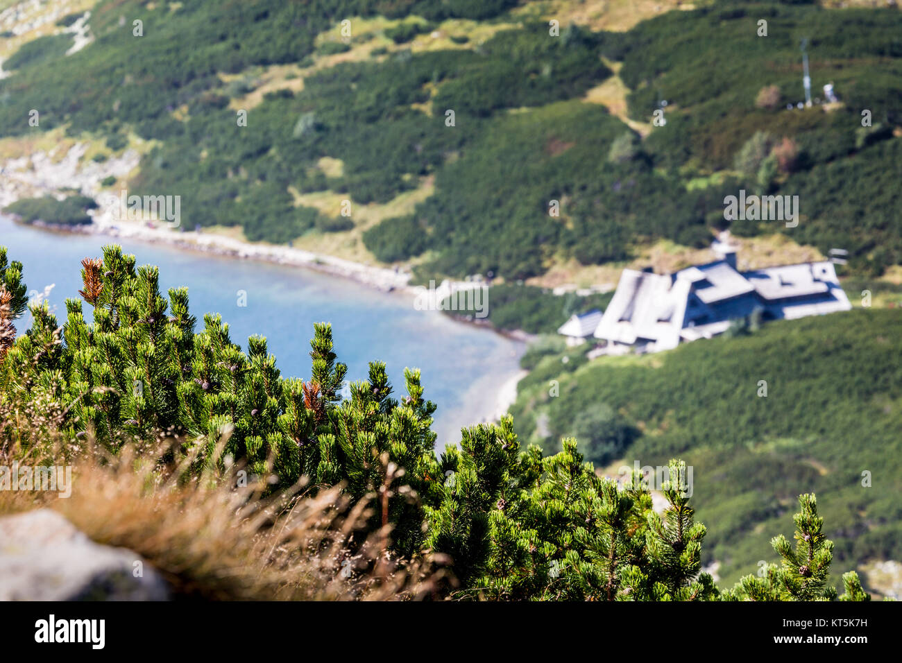 Lago di montagna in 5 laghi della valle di Tatra, Polonia. Foto Stock