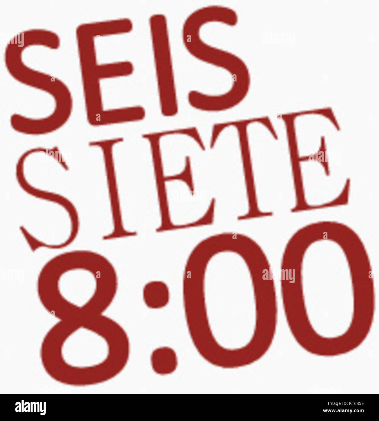 "Antiguo logo de seis en el sei a las ocho a.m." si riferisce a un vecchio logo associato a un programma o a una trasmissione specifica, probabilmente un programma televisivo o radiofonico in lingua spagnola. Il titolo si traduce in "vecchio logo di sei alle sette alle otto", che indica il branding di uno spettacolo basato sul tempo. Foto Stock