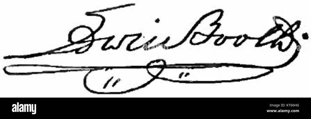 La firma di Edwin Booth, famoso per la sua interpretazione di Junius Brutus, appare nella pubblicazione The Appletons' Booth, una raccolta che documenta la carriera e l'eredità del famoso attore nel teatro americano. Foto Stock